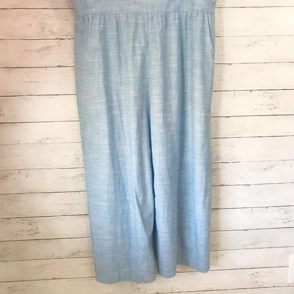 1901 Light Blue Ruffle Sleeve Cropped Jumpsuit 18 - Picture 4 of 6